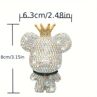 Crystal Crown Bear Car Air Freshener Clip - Sparkling Diamond Aroma Perfume Vent Clip Dashboard Deco