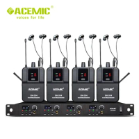 Newest Acemic EM-D04 First Four Channel Wireless In-Ear Monitor System bodypack microphone for stage performance teaching