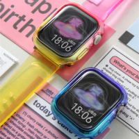 Cute Gradual Change Color Clear Case For Watch Case 49mm 45 41 44 42 40 Correa Bumper For Apple Watch Ultra 9 8 7 TPU Watchcase