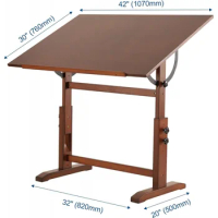 VISWIN 30" x 42" Extra-Large Artist Drafting Table, Adjustable Height &amp; Angle, Solid Pine Wood Drawing Table, Art Table for