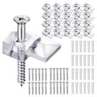 Wall Mirror Clips Clear Mirror Holders For Walls 20 Sets Mirror Hanging Hardware For Fixing 1/4 Inch Glass Mirror Cabinet Door