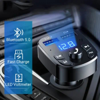 Bluetooth 5.0 Car Charger Dual USB Car Kit FM Transmitter Audio MP3 Player Autoradio Handsfree 3.1A 12-24V USB Fast Charger