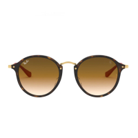 【RayBan 雷朋】優雅款琥珀色圓框透明鏡架咖色鏡片太陽眼鏡(2447MF-61351)