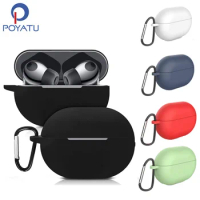 POYATU Silicone Case For Huawei FreeBuds Pro Full Protective Skin Accessories Cases Washable Dust-proof Cover with Keychain