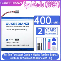 Battery 332824 400mAh For TomTom Spark Cardio + Music /For TomTom Spark 3 Spark3 Cardio GPS Watch Acumulator 2-wire Plug