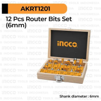 Exclusive Sale 12-Pcs Router Bits (6Mm) Ingco Akrt1201 Mata Mesin Router Profil Profiling Profiler K