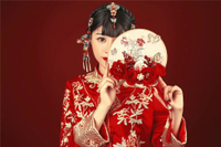 中式結婚喜扇diy新娘遮面扇古風長柄團扇子燙金流蘇漢服材料包
