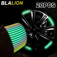 BLALION 20Pcs Car Wheel Hub Reflective Stickers Night Safety Warning Strip Decoration For Auto Motorcycle Bicycle Wheel Sticker