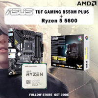 NEW AMD Ryzen 5 5600 R5 5600 Cpu + ASUS TUF GAMING B550M PLUS Micro-ATX B550M Motherboard Without Cooler