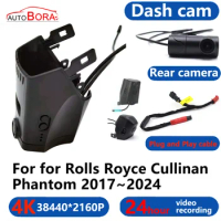 AutoBora 4K Wifi 3840*2160 Car DVR Dash Cam Camera 24H Video Monitor for Rolls Royce Cullinan Phantom 2017~2024