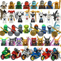 Mini Ninja Figures Building Block Movie Anime Characters Lloyd Kai Jay Zane Cole Nya Ghost Face Skull Snake Monster Motorcycle