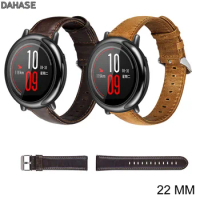 22mm Genuine Leather Strap for Xiaomi HUAMI AMAZFIT Stratos Pace 2 1 Smart Watch Bracelet Belt Bands for Ticwatch LG G Watch