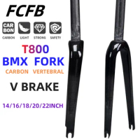 BMX bike bicycle fork Carbon Fork 14 16 18 20 22"inch Folding BMX Bike Fork Bicycle Front Forks width 74mm or 100mm V Brake