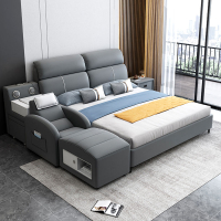 榻榻米床主臥現代簡約雙人床按摩1.8米多功能科技布床