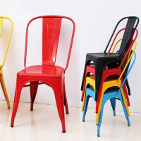 【藍色的熊】LOFT工業風靠背鐵皮椅 2張(C02餐椅 鐵椅 設計師最愛 咖啡廳 餐廳 工業風餐椅)
