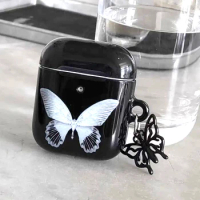 Goth Black Butterfly Airpods Case with Keychain Punk Vintage for AirPods 1 2 3 Pro 2 AirPod Air Pods Pro Case Airpods Pro Case