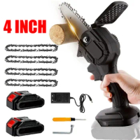Mini Chainsaw 4 Inch Cordless Chainsaw with 2 Battery Powered Chainsaw Hand Chainsaw for Yard Pruning Wood Cutting Rechargeable