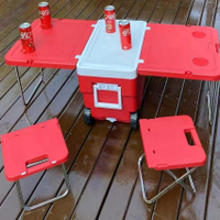 折疊桌子 功能折疊桌 冰桶歐美流行保溫箱野營桌 椅戶外休閑禮品冰桶