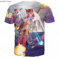 3D printed t-shirt, cat pattern, summer 2026, oversized fashion t-shirt, short sleeve, children's t-