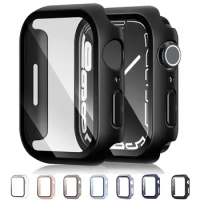 Glass+Case For Apple Watch Cover 8 7 6 SE 5 4 iWatch Accessorie Screen Protector Apple Watch serie 45mm 44mm 41mm 40mm 42mm 38mm
