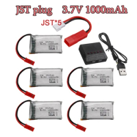 JST Plug 3.7V 1000mAh Lipo Battery + Charger for X400 X500 X800 HD1315 HJ818 HJ819 X25 RC Quadcopter Drone Spare Part 800mah