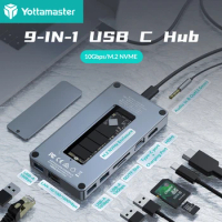 Yottamaster 9-in-1 Dock Station M2 NVMe SSD Dock USB 3.1 Hub Type-C hub 10 Gbps HDMI Audio &amp; Mic 4K HD Display TF/ SD slot Dock