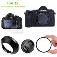 Camera Case Skin Cover UV Filter Lens Hood 2x Glass LCD Protector For Fujifilm 15-45mm Lens on X-S10 X-A7 X-T200 X-T100 X-T30 II
