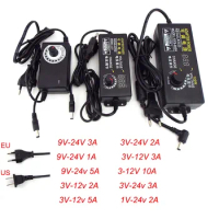 Adjustable AC 220V To DC 12V Power Supply Adapter 3V 5V 6V 9V 12V 15V 18V 24V 1A 2A 5A 10A Volt Universal charger led display