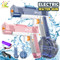 Boy M1911 Electric Automatic Combat Light Water Gun Summer Outdoor Beach Fantasy Fire Water Fight Shooting Game Toy for Children