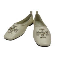 【二手名牌BRAND OFF】TORY BURCH 湯麗柏琦 米白色 山羊皮 Eleanor 平底鞋 #6.5C
