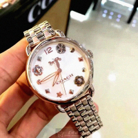 【COACH】COACH蔻馳女錶型號CH00036(白色錶面玫瑰金錶殼玫瑰金色精鋼錶帶款)