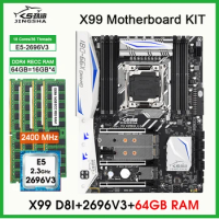 X99 D8I LGA 2011-3 XEON X99 Motherboard with Intel E5 2696 V3 with 4*16G=64GB 2400Mhz DDR4 ECC memory combo kit set SATA 3.0
