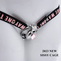 Stainless Steel  Shape Design Chastity Cage for Sissy Male, Metal  Ring  Lock Device Chastity Belt