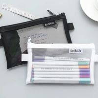Simple Transparent Mesh Pencil Case Office Student Pencil Cases Nylon School Supplies Pen Box Large Capacity Astuccio Scuola