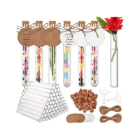 60 Pcs Test Tube With Cork, 16X150mm(20Ml), Plastic Test Tubes With Kraft Paper Tag &amp; jute Rope Funnel