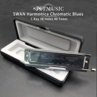 Swan SW1040 Silver Color 10 Holes 40 Tones Chromatic Harmonica Changeable Tones Musical Instrument Woodwind Swan Harmonica Harp