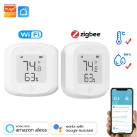 Tuya WiFi ZigBee Temperature Humidity Sensor Smart Home Automation WiFi Indoor Thermometer LCD Display Works with Alexa Google