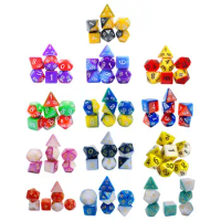 7Pcs Game Dices Set Math Teaching Toys Acrylic D20 D12 D10 D8 D6 D4 Party Game Dices Dice Set for Party Card Games Board Game