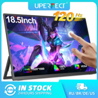 UPERFECT 18.5" Touch Screen Portable Monitor 120Hz Computer Gaming Display With Type C HDMI Holder Stand For Laptop Phone Xbox