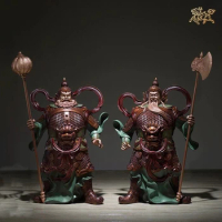 51.1 inches limited edition China Brass painted Buddha Hall Home drive out evil spirits door-god soldier warrior Statue