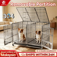 HotSale Stainless Steel Dog Cage Pet Cage Large Dog Cage With Partition Tray Wheel Dog Cage Stainles
