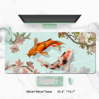 Extra Large Kawaii Gaming Mouse Pad Cute Japanese Harmony Koi Fish XXL Desk Mat Water Proof Nonslip Laptop Desk Accessories