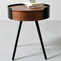 Modern Minimalist Density Board Coffee Tables Home Sofa Side Tables Living Room Furniture Bedroom Creative Bedside Round Tables