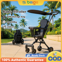 Beige max 50kg Soft Ultra Lightweight Stroller baby 2-way Foldable Magic Stroller Baby Stroller Trav