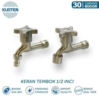 Kran Air Stainless Taman 1-2 Inci Keran Tembok Baling Keran Kamar Mandi Bak WC Kran Ember Taman