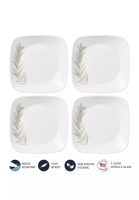 Corelle Corelle 4 Pcs Vitrelle Tempered Glass Square Round Bread Plate - Silver Crown