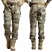 Camouflage Hunting Tactical Combat Pants Camo Men Cargo Trousers With Knee Pads Airsoft Sniper Paintball Training BDU Pants