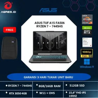 ASUS TUF A15 FA506NCG RYZEN 7 7445HS RTX3050 4GB/ 8GB 512GB W11 + OHS 15.6FHD IPS NORMAL 8GB