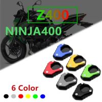 For KAWASAKI NINJA400 Z400 Logo Ninja400 Z400 Kickstand Sidestand Stand Extension Enlarger Pad for Z400 Ninja400 2018 2019 2020