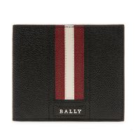 BALLY  金屬字母LOGO 紅白條紋 牛皮短夾 (經典黑)